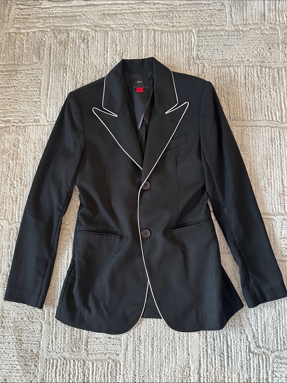 Black Blazer with White Piping - Modern Men's Blazer